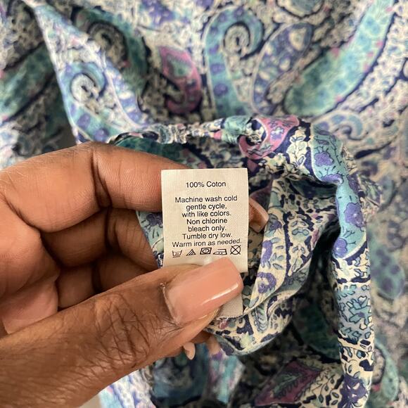 J. Crew Liberty Arts Fabrics Popover Shirt Womens 00 Blue Paisley Cottagecore - Picture 4 of 5